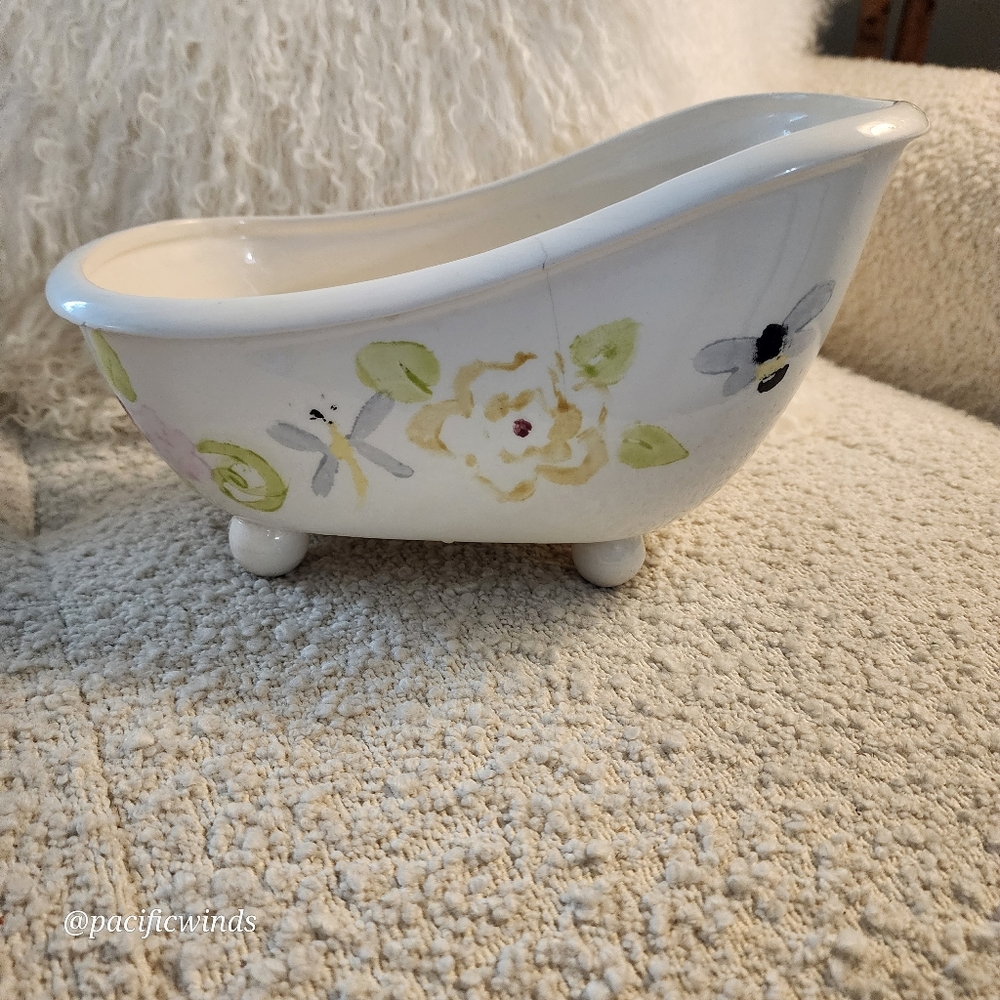CERAMIC FOOTED BATHTUB DECORATIVE ACCENT CATCH ALL DISH           ☆